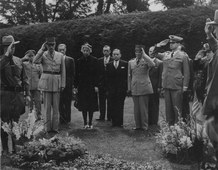 Franklin Roosevelt's burial at his estate in Hyde Park, New York.