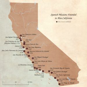 California Missions Map courtesy Wikipedia