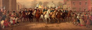 George Washington's triumphal entry into New York City, November 25, 1783 by Edmund & Ludwig Resteing, 1879