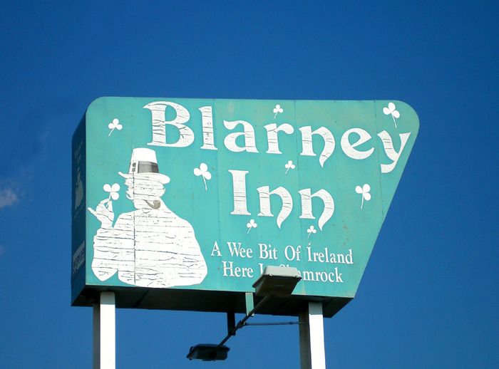 The Blarney Inn sign in Shamrock, Texas by Kathy Alexander.