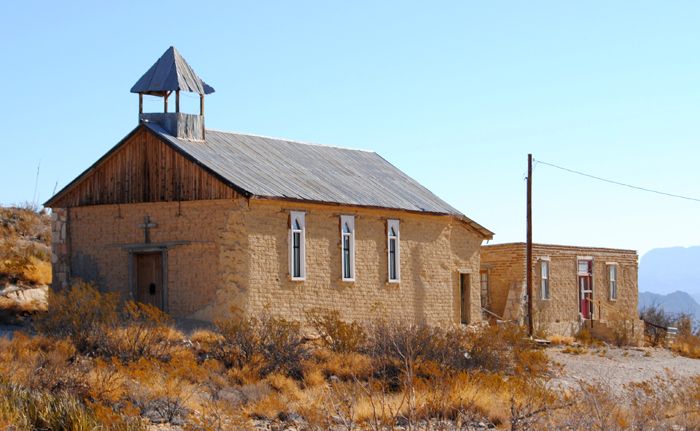 Old church in the ghost town of Terlingua, Texas by Kathy Weiser-Alexander.