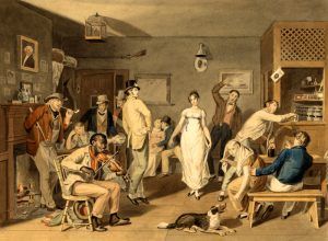 An early tavern during the colonial period, by John L. Krimmel, 1820.