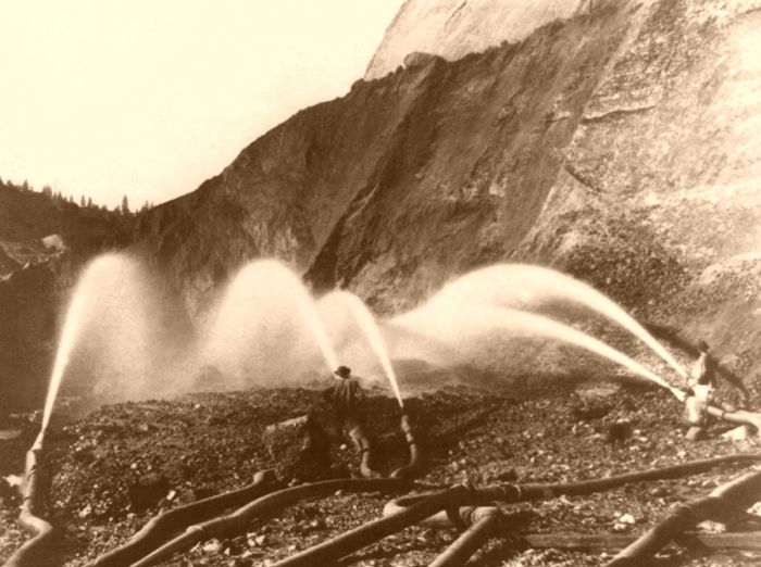 Hydraulic mining in Nevada County, California by Lawrence & Houseworth, 1866.