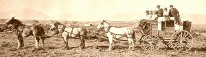 Stagecoach on the Overland Trail near Laramie, Wyoming.
