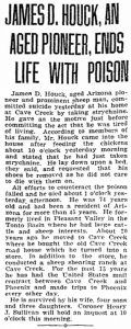 Report of James Houcks Death in a local newspaper.