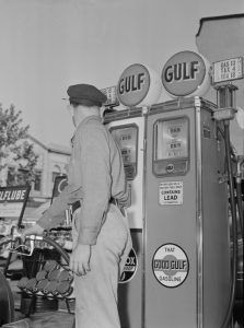 Gas Station attendant about 1943.