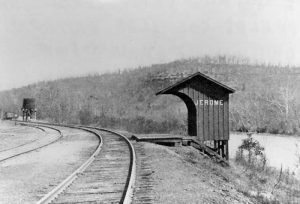 Railroad depot in Jerome, Missouri.