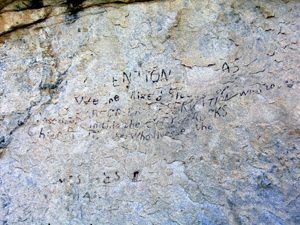 Inscriptions left by travelers along the California Trail by the National Park Service.