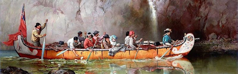 Voyageurs in Canoe by Frances Anne Hopkins, 1869