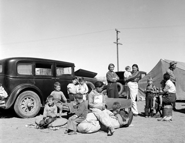 Texas Dust Bowl Refugees in Calipatria, California by Dorthea Lange, 1937.