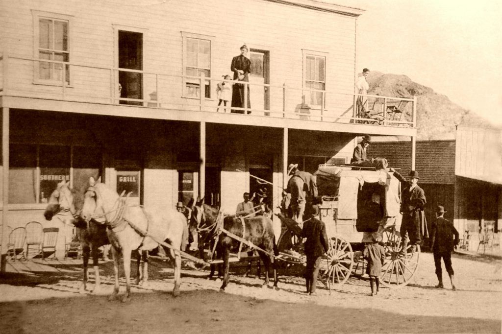 Stagecoach at the Southern Hotel in Rhyolite, Nevada.