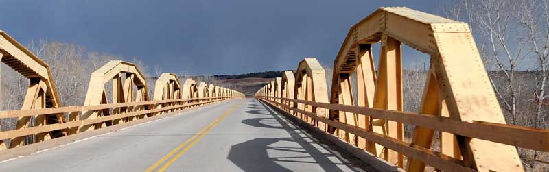 Pony Truss Bridge over the Canadian River southwest of Bridgeport, Oklahoma.