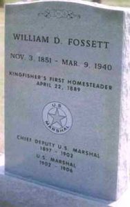 William Fossett Grave in Kingfisher, Oklahoma