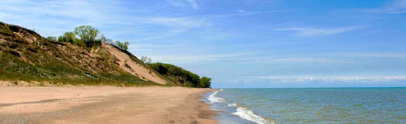 Central Beach at Indiana Dunes National Lakeshore by the National Park Service.