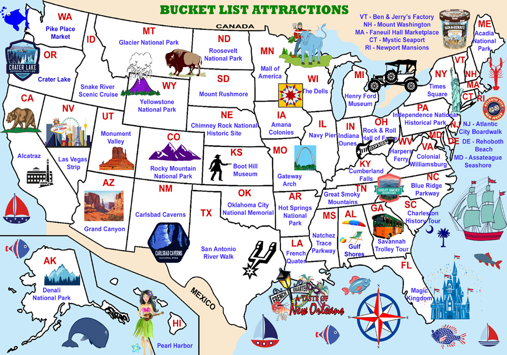 number one tourist attraction in each state