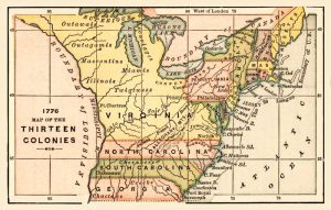 Map of the Thirteen Colonies, 1776.