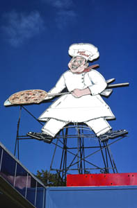 Jolly Cholley Chef Sign in North Attleboro, Massachusetts by John Margolies 1978.