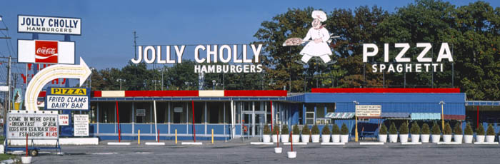 Jolly Cholly Restaurants in North Attleboro, Massachusetts by John Margolies, 1978.