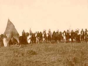 Pawnee warriors by John Carbutt, 1866.
