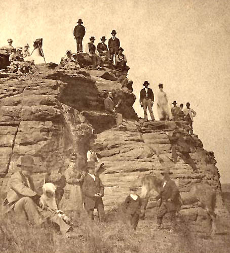 Pawnee Rock on the Santa Fe Trail in Kansas by J.R. Riddle, about 1875.