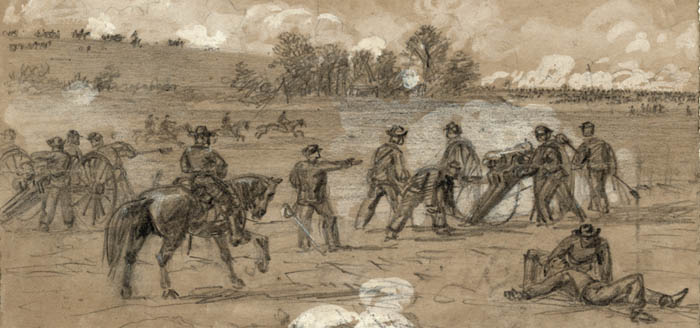 Battle of Bristoe Station, Virginia by Alfred Waud.
