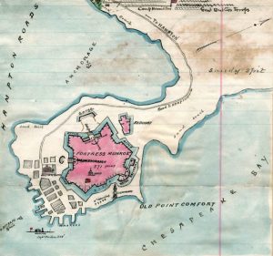 Fort Monroe, Virginia Map, 1862.