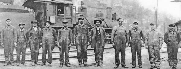 Railroad workers in Thurmond, West Virginia.