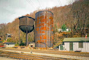 Water tanks in Thurmond, West Virginia by Jet Lowe, 1988.