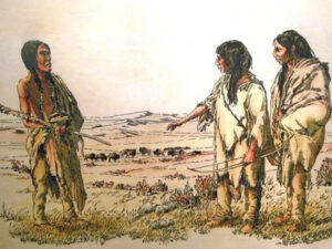 Native Americans and Buffalo.