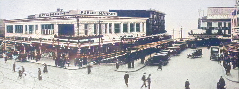 Pike Place Market, Seattle, Washington, about 1917.