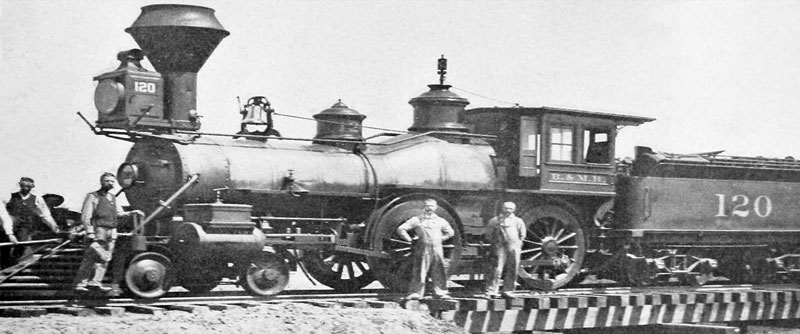 Burlington and Missouri River Railroad locomotive, 1886.