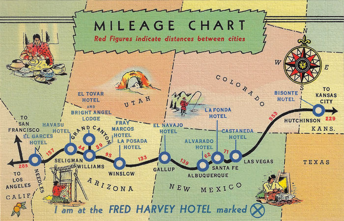 Fred Harvey Mileage Chart.