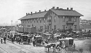 Atchison, Topeka & Santa Fe Railroad depot in Topeka, Kansas.