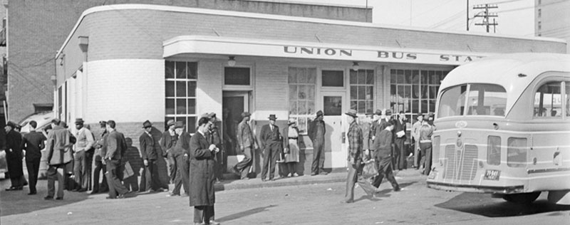 Bus station in Fayetteville, North Carolina, 1941.