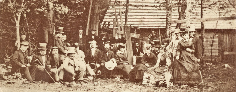 People at a New Hampshire cabin, 1868.