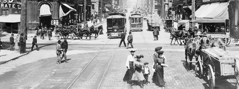 People on a Seattle, Washington Street, 1904.