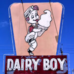 Garland Dairy Boy Drive In on Route 66 in Weatherford, Oklahoma by John Margolies, 1982.