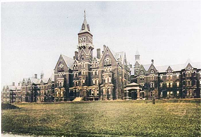 Danvers State Hospital, Danvers, Massachusetts circa 1893. Colorized