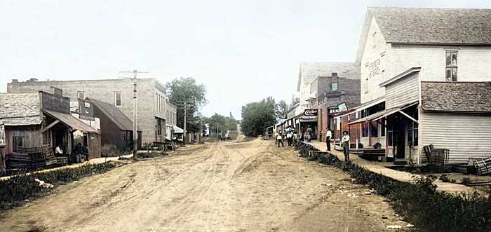 Lock Springs, Missouri - Lake Street Looking North, circa 1900. Touch of color LOA