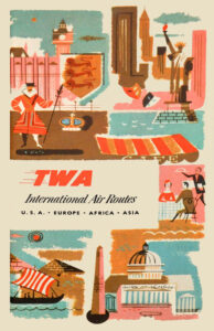 TWA International Air Routes Poster