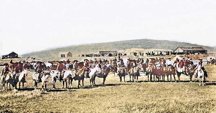 Montana Ranch, 1900. Colorized