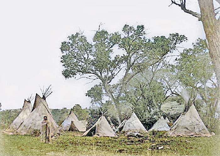 Arapaho Camp -1868 colorized. 