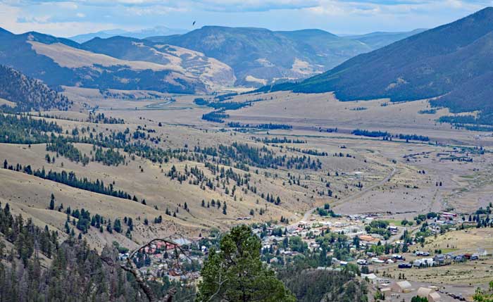 Creed CO - View from Bachelor Loop at historic sign for Bullfrog Mine