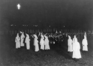 Ku Klux Klan initiating ceremonies, 1923.