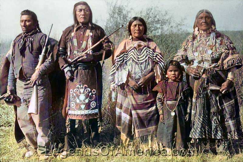 Bannack Indians in Idaho, colorized.