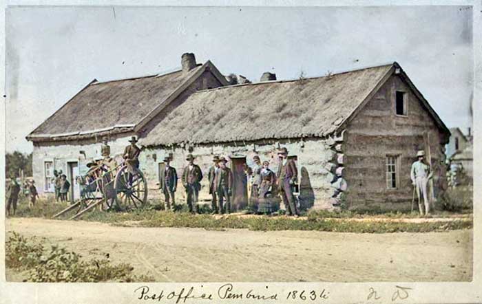 Pembina Post Office 1863, Dakota Territory. Colorized