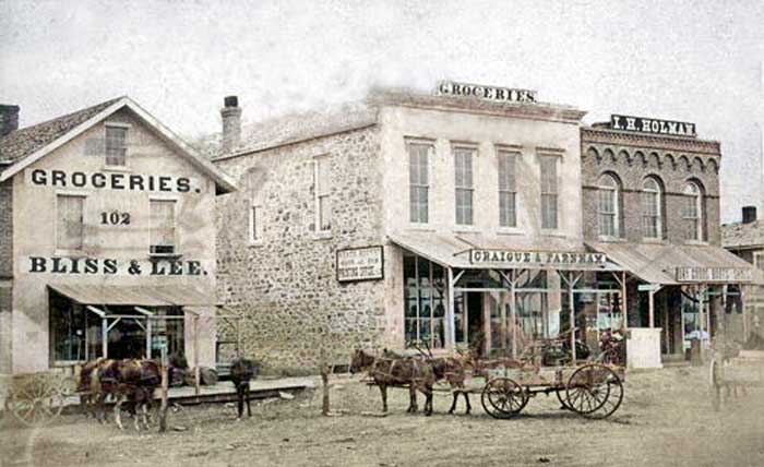 6th Street in Topeka, Kansas, 1869. Colorized