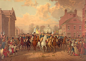 Washington's triumphal entry into New York by Edmund Restein.