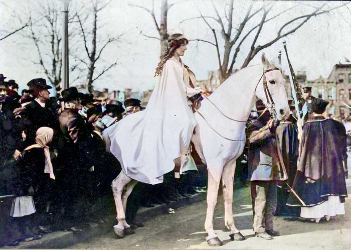 Inez Milholland Suffrage Parade 1913. Colorized
