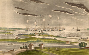 Bombardment of Fort McHenry during the War of 1812 by John Bower.